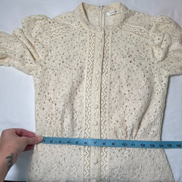 Veronica Beard Hilda Lace Mini Dress Ivory Long Sleeve Boho Cottagecore 2 - Picture 9 of 16